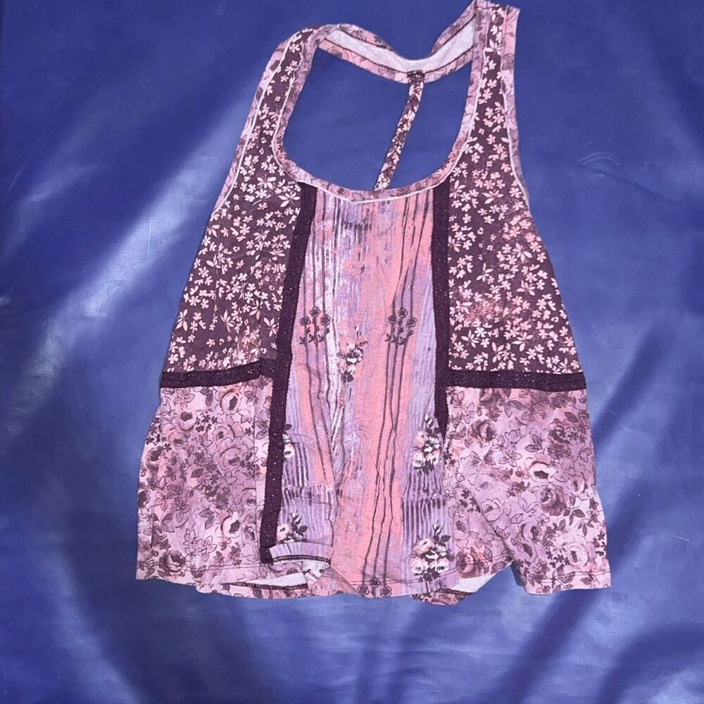 Mudd Boho Floral Patchwork Racerback Tank Top